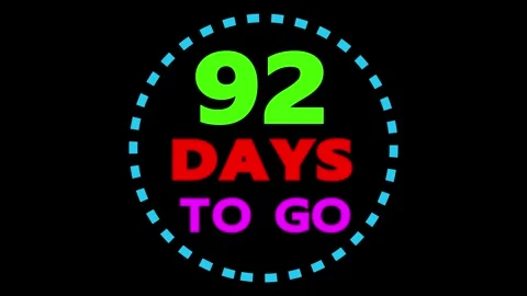 92 days to go text with a spinning circle Vidéo 330441639