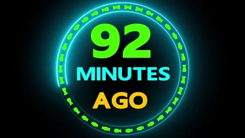 92 minutes ago neon countdown animation Video stock 330760120