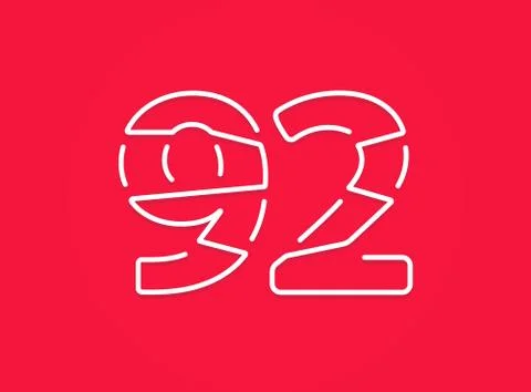 92 number. Modern trendy, creative style design. For logo, brand label, desig Stock Illustration