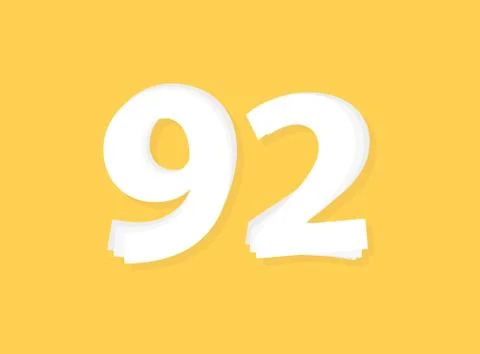 92 Number vector, modern layers design font. Eps10 illustration 스톡 일러스트