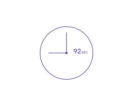 The 92 seconds, Timer 92 sec icon, stopwatch vector icon. Clock and watch, .. イラスト素材