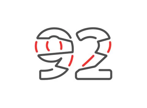 92 vector number. Modern trendy, creative style line design. For logo, brand  Stock Illustration