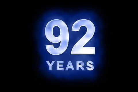 92 years text with blue glow Stock Illustration