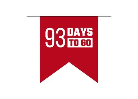 93 days to go red vector banner illustration isolated on white background Stock Illustration