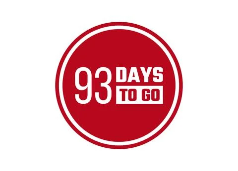 93 days to go red vector banner illustration isolated on white background Stock Illustration