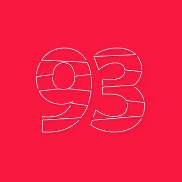 93 number, linear stroke font. Modern trendy, creative style design. For logo Stock Illustration