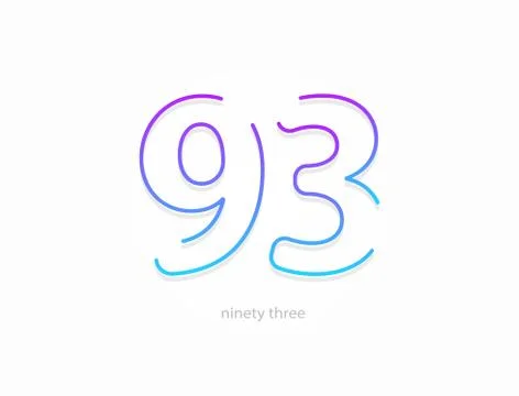 93 number, outline stroke gradient font. Trendy, dynamic creative style desig Stock Illustration