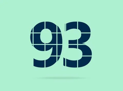 93 number, vector desing font.  Made of knife cut. For logo, brand label, des Stock Illustration