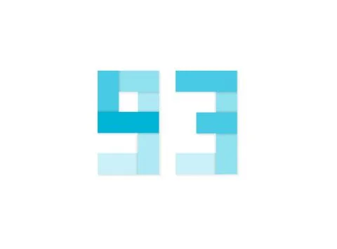 93 number, vector logo, paper cut desing font made of blue color tones .Isola Stock Illustration