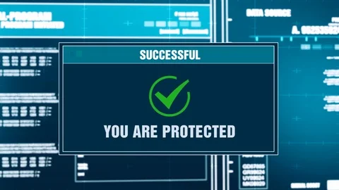 93. Virus Scanning Progress Warning Message You Are Protected Alert On Screen Stock Footage 95562432