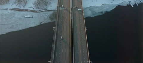 94 Bridge Crossing MN Border Over St. Croix River In Hudson WI - Aerial View Video stock 229760737