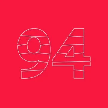 94 number, linear stroke font. Modern trendy, creative style design. For logo Stock Illustration