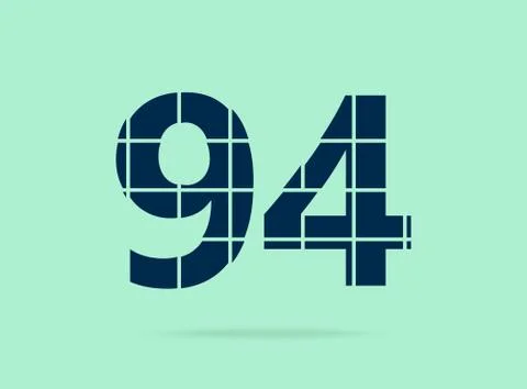 94 number, vector desing font.  Made of knife cut. For logo, brand label, des Stock Illustration