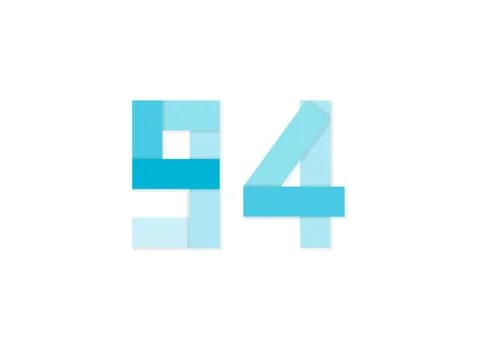 94 number, vector logo, paper cut desing font made of blue color tones .Isola Stock Illustration