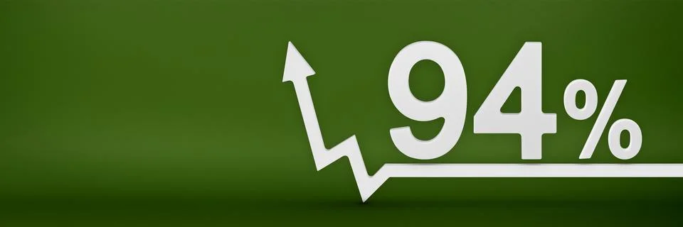94 percent. The arrow on the graph points up. Rising prices, inflation, increase Stock Illustration