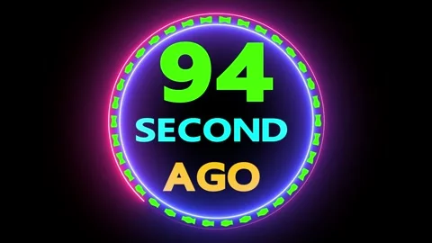 94 seconds ago countdown neon animation Video stock 330759621
