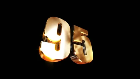 95, 3d golgen text number on black background Video stock 127698200