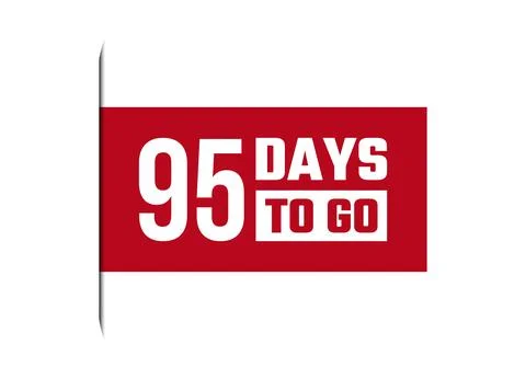 95 days to go red vector banner illustration isolated on white background Stock Illustration