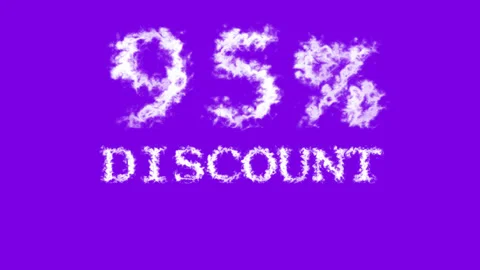 95% discount cloud text effect violet isolated background Stock Footage 139640619