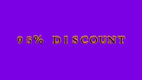 95% discount fire text effect violet background Stock Footage 136314562