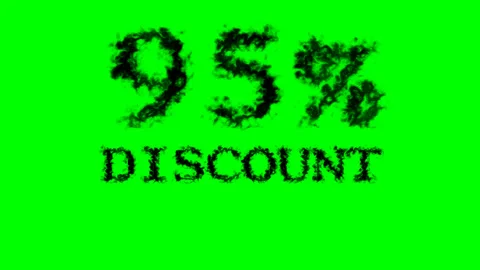 95% discount smoke text effect green isolated background Stock Footage 139628747