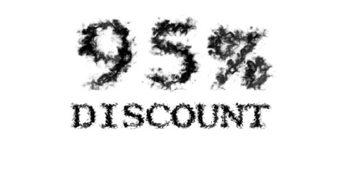 95% discount smoke text effect white isolated background Stock Footage 139628802