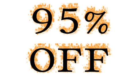 95% Off fire text effect white isolated background Stock Footage 137992680