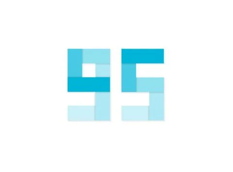 95 number, vector logo, paper cut desing font made of blue color tones .Isola Stock Illustration