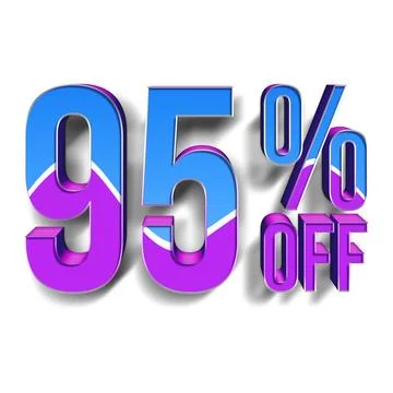 95 Percent Discount Offers Tag with Blue Purple Style Design Stock Illustration