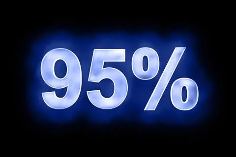 95 percent in glowing numerals on blue Stock Illustration