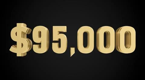 95 thousand dollars 3D gold, 3D numbers Stock Illustration