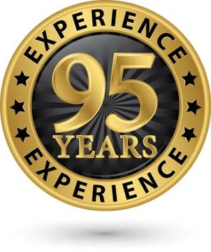 95 years experience gold label, vector illustration Stock Illustration