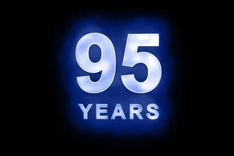 95 years text with blue glow Stock Illustration