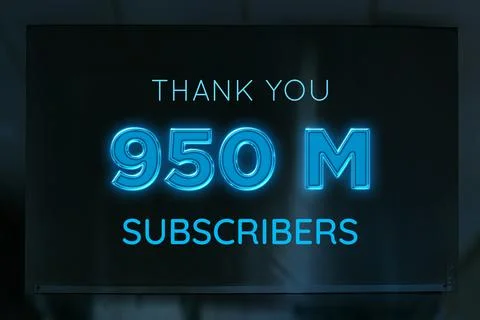 950 Million  subscribers celebration greeting banner with LED sign Design Stock Illustration
