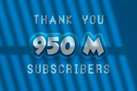 950 Million  subscribers celebration greeting banner with Modren blue Design Stock Illustration