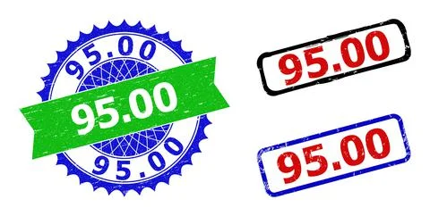 95.00 Rosette and Rectangle Bicolor Seals with Rubber Styles Stock Illustration
