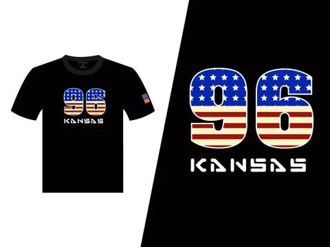 96 Kansas USA Vector T Shirt Design Stock Illustration