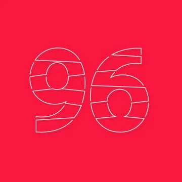 96 number, linear stroke font. Modern trendy, creative style design. For logo Stock Illustration