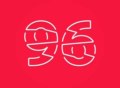 96 number. Modern trendy, creative style design. For logo, brand label, desig Stock Illustration