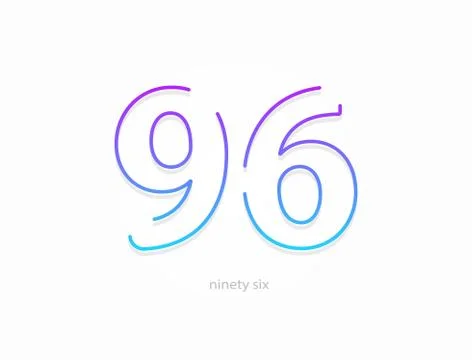 96 number, outline stroke gradient font. Trendy, dynamic creative style desig Stock Illustration