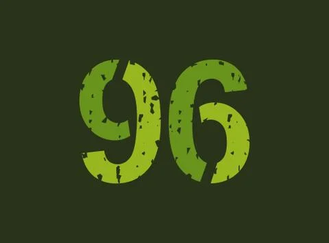 96 vector number made of grungy, grunge texture. Rubber stamp imprint style.  Stock Illustration