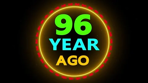 96 years ago animated text circle Video stock 330759384