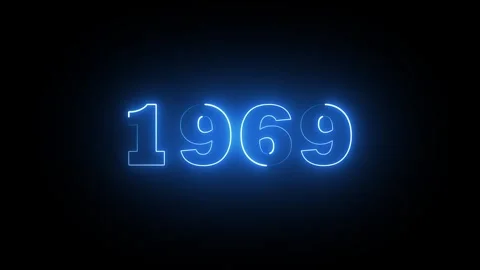 969 neon line text. Abstract 1969 neon text animation, Glowing neon number .. Stock Footage 337759761
