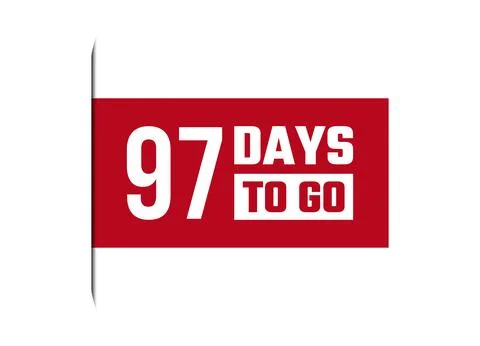 97 days to go red vector banner illustration isolated on white background Stock Illustration