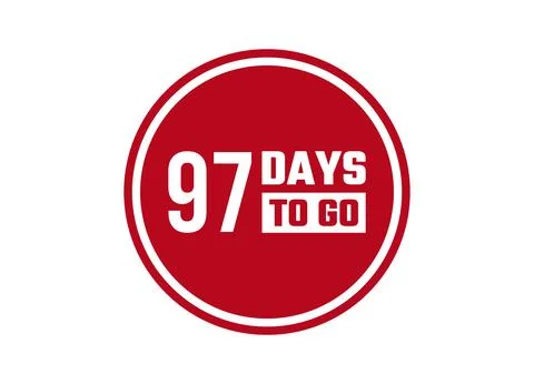 97 days to go red vector banner illustration isolated on white background Stock Illustration