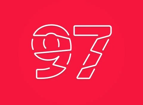 97 number. Modern trendy, creative style design. For logo, brand label, desig Stock Illustration