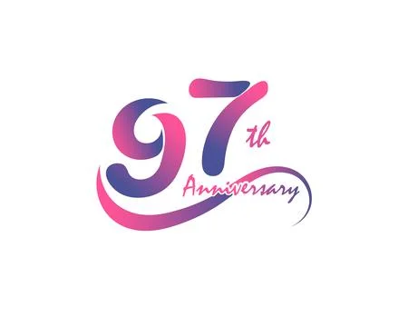 97th anniversary logo design, vector illustration Stock Illustration