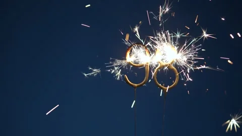 98 number celebration festive background made with Bengal fires Vidéo 323965646