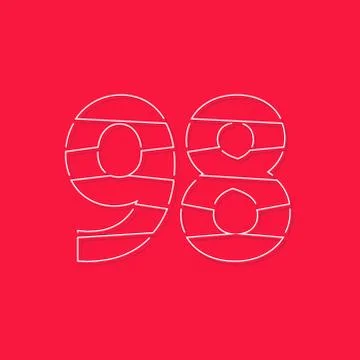 98 number, linear stroke font. Modern trendy, creative style design. For logo Stock Illustration