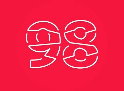 98 number. Modern trendy, creative style design. For logo, brand label, desig Stock Illustration